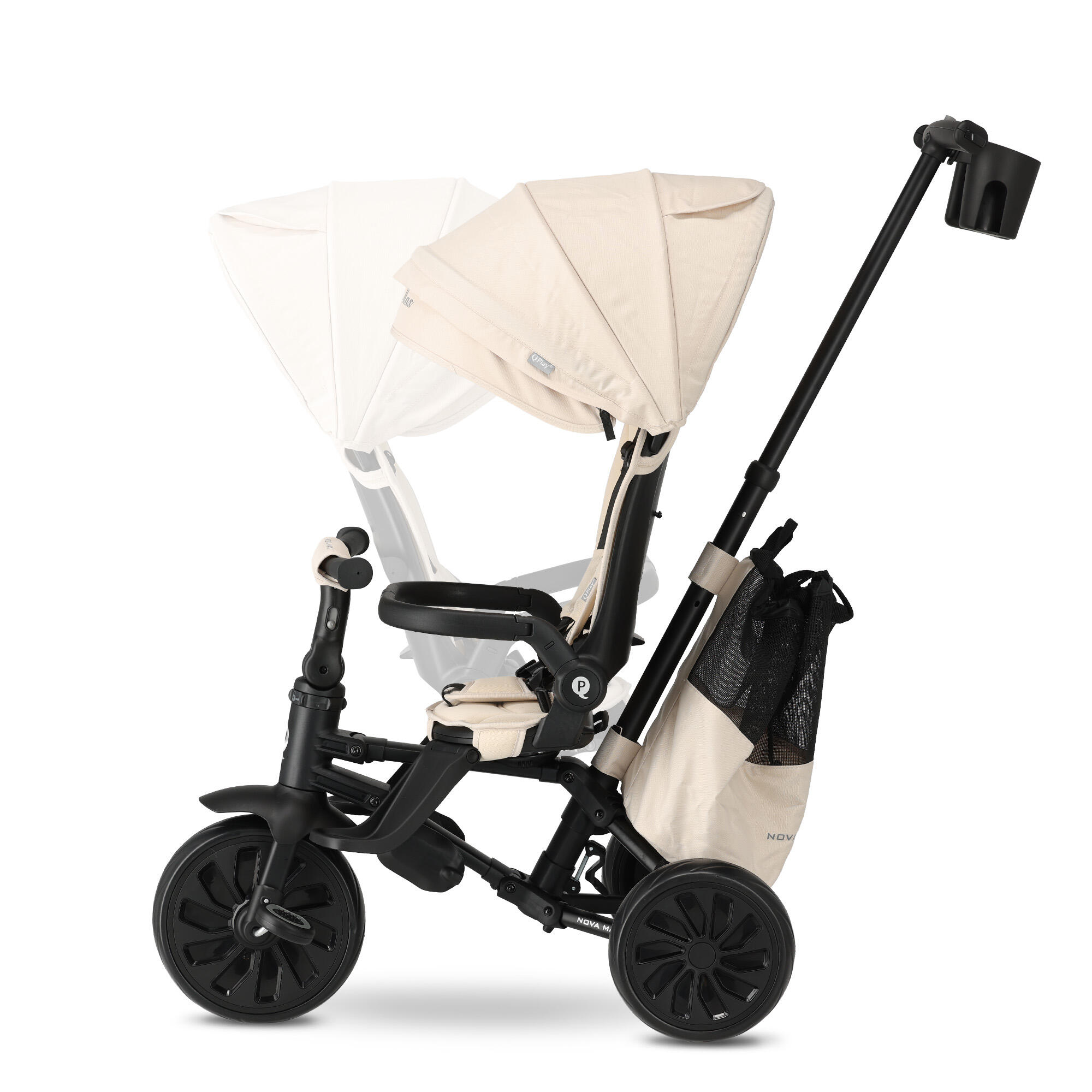 Triciclo Qplay Nova Max con Maniglione di Spinta - Triciclo 5 in 1 - Beige 2/10