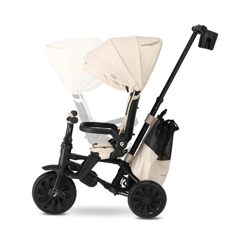 Tricicletă Qplay Nova Max cu Mâner de Împingere - Tricicletă 5 în 1 - Bej