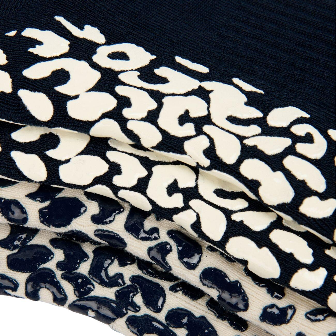 SWEATY BETTY Animal Print Mini Pilates Crew Gripper 2 Pack  FrenchNavyBlue 4/7