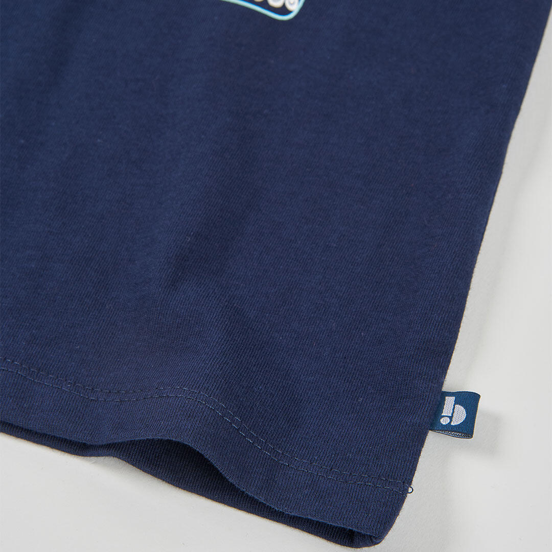 Camiseta niña de algodón azul marino 4/4