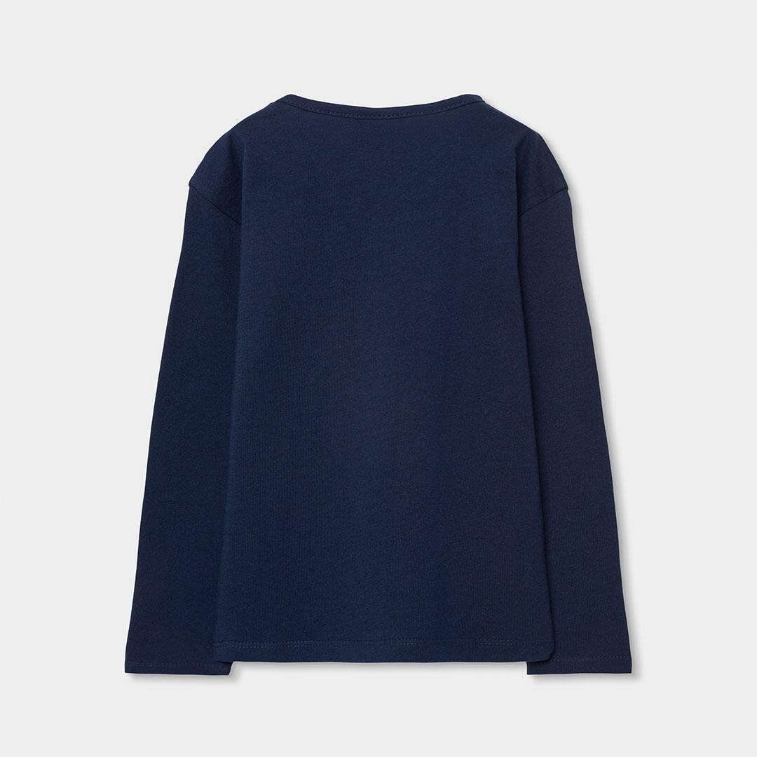 Camiseta niña de algodón azul marino 2/4