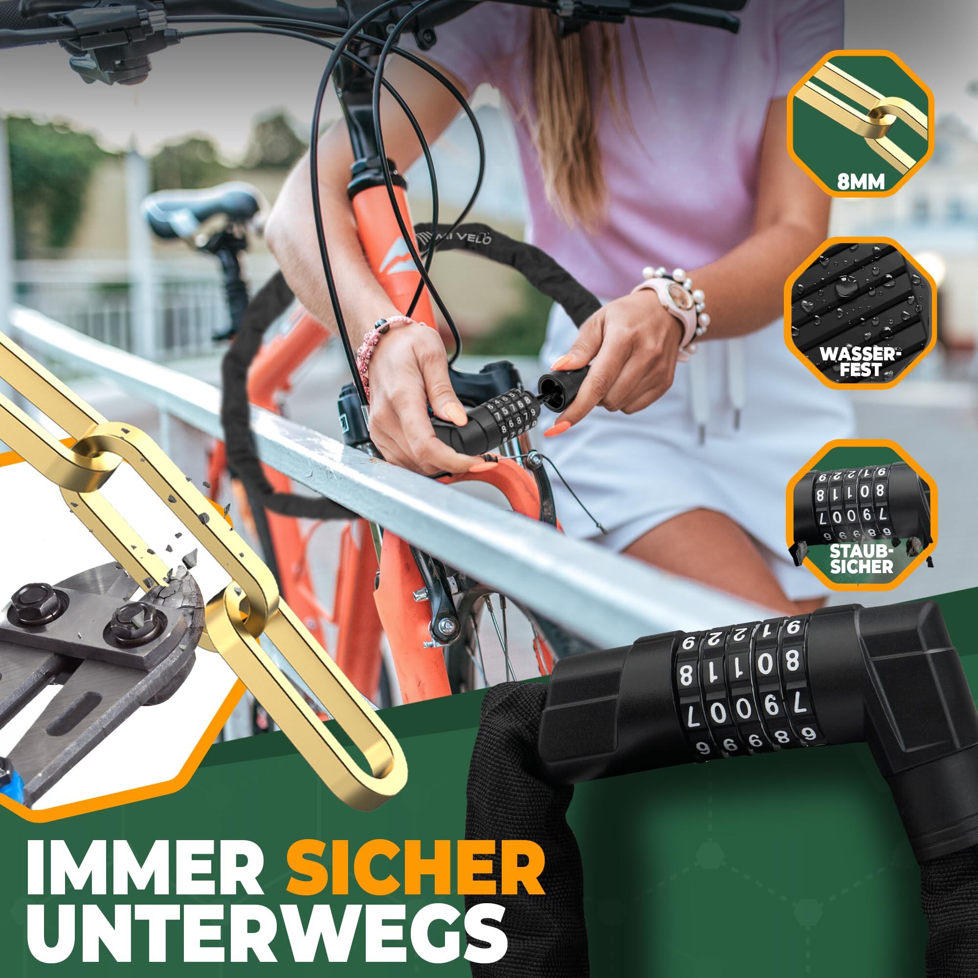 antivol à chaîne haute sécurité pour vélo et vélo électrique - Chaîne carrée 8 5/6