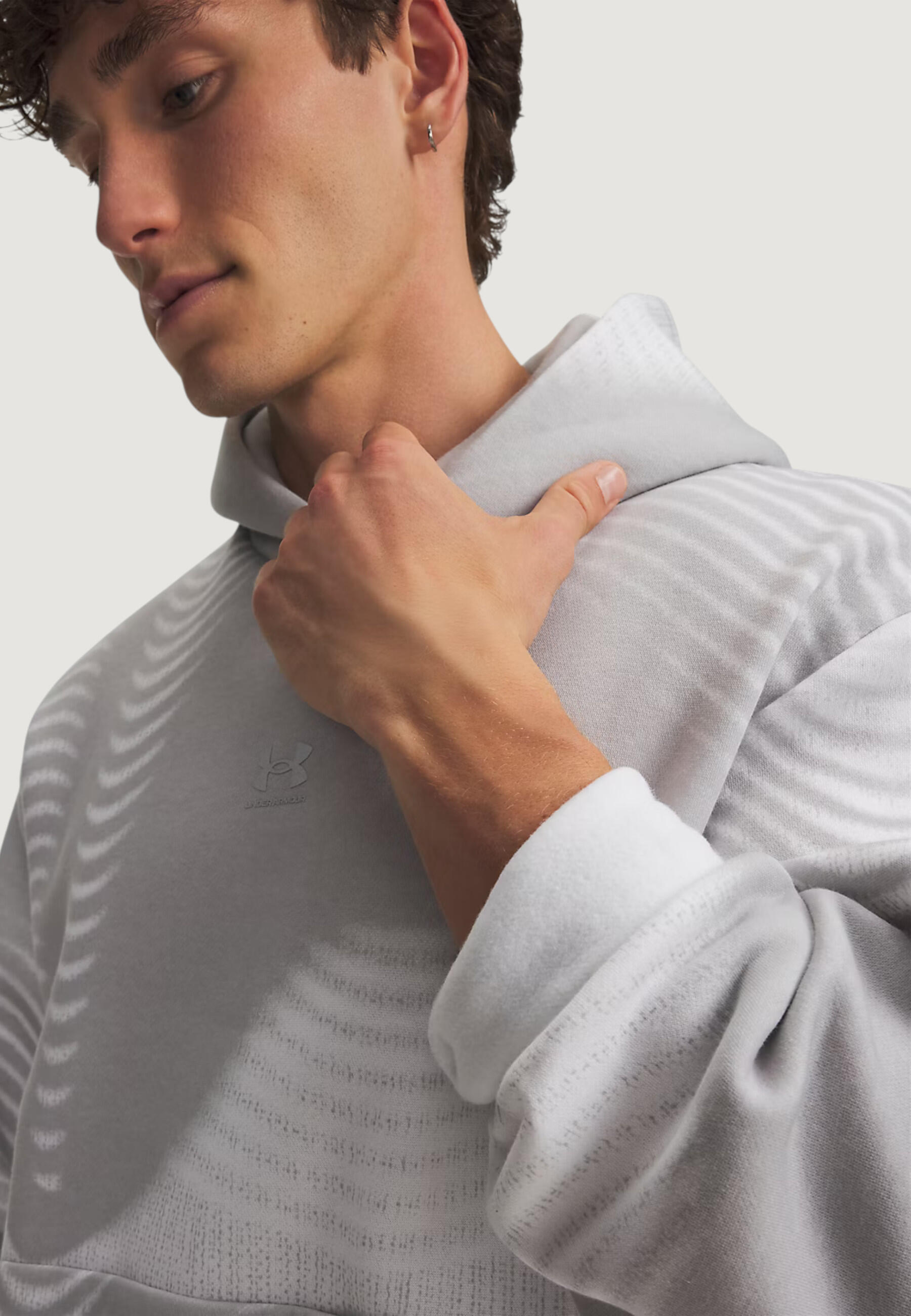sweat-shirt UA ICON FLEECE PRINTED HD HOMME gris 3/5