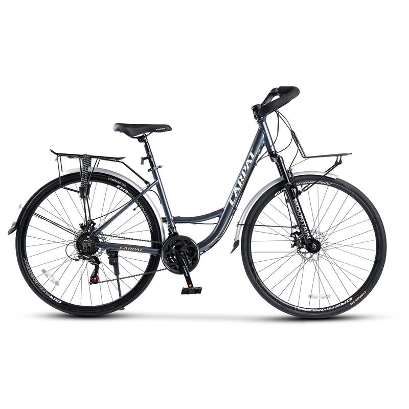 Bicicletă MTB semi-rigidă Roadster City 21v Gri/Alb