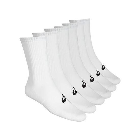 6 PACK OF WHITE ASICS CREW SOCKS