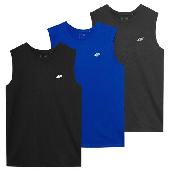 Koszulka bez rękawów tank top męski (ZESTAW KOSZULEK 3 SZT.) 4F 4FWSS26TSLEM362