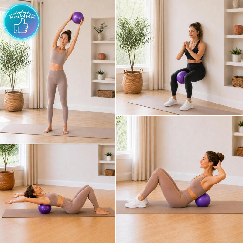 Minge Pilates și fitness Revity Gym Ball Mini 22 cm, mov, cu pompă