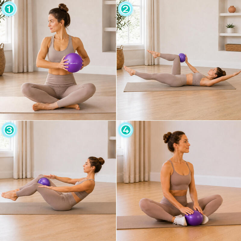 Minge Pilates și fitness Revity Gym Ball Mini 22 cm, mov, cu pompă