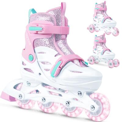 Cariboo Ballerina 3in1 Pattini a rotelle e in linea per bambini con ruote LED