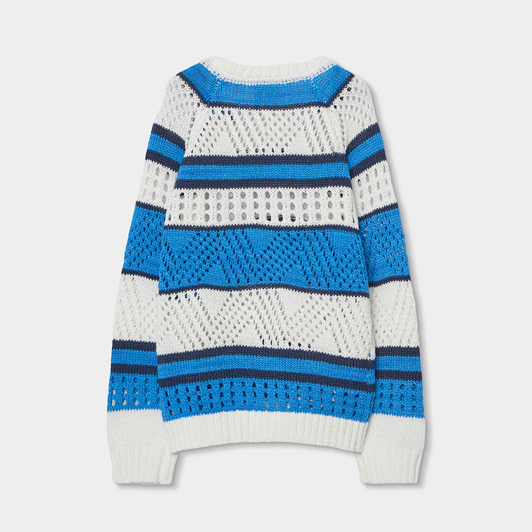 Jersey niña algodón blanco y azul 2/4
