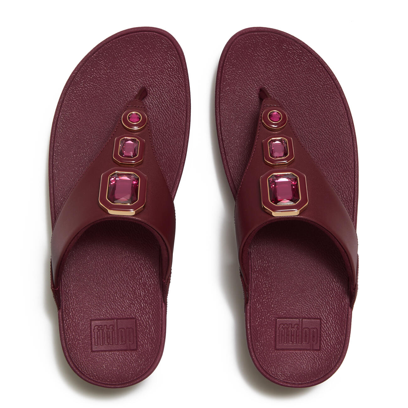 FITFLOP Lulu Bold Crystals teenslippers  DONKERROOD/PAARS 39 5/7