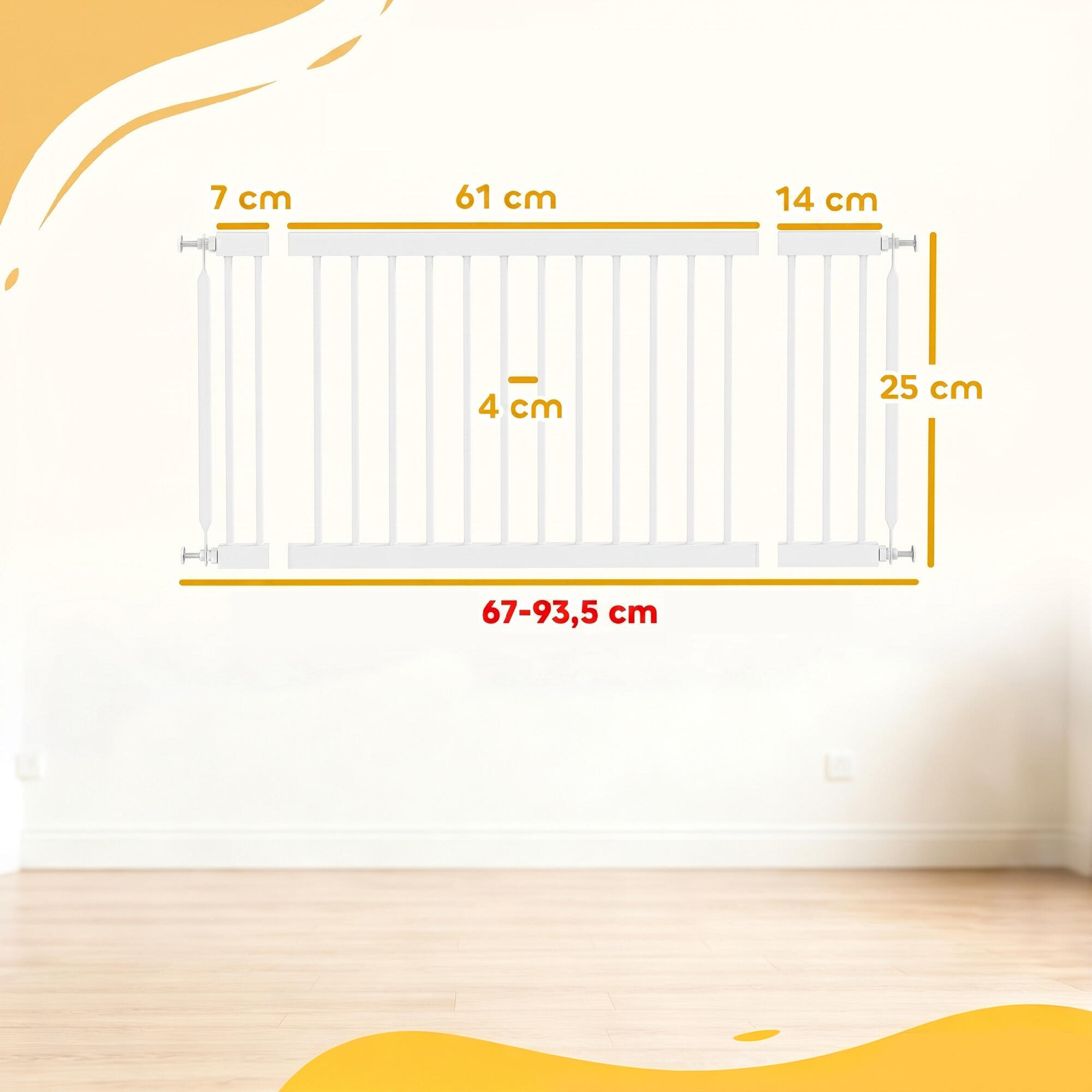 Barrera de Seguridad PawHut 93.5x2x45 cm Blanco 3/5