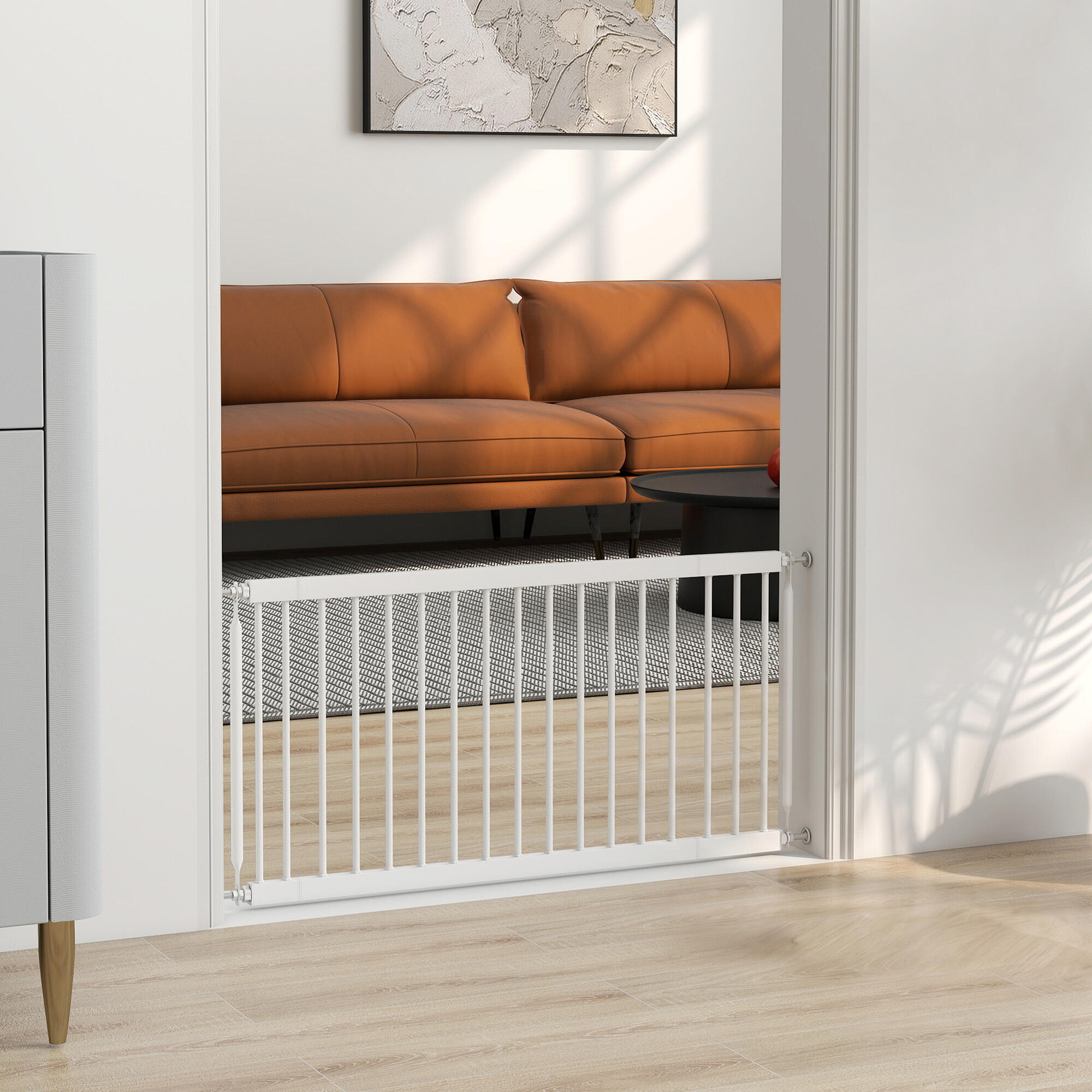 Barrera de Seguridad PawHut 93.5x2x45 cm Blanco 2/5