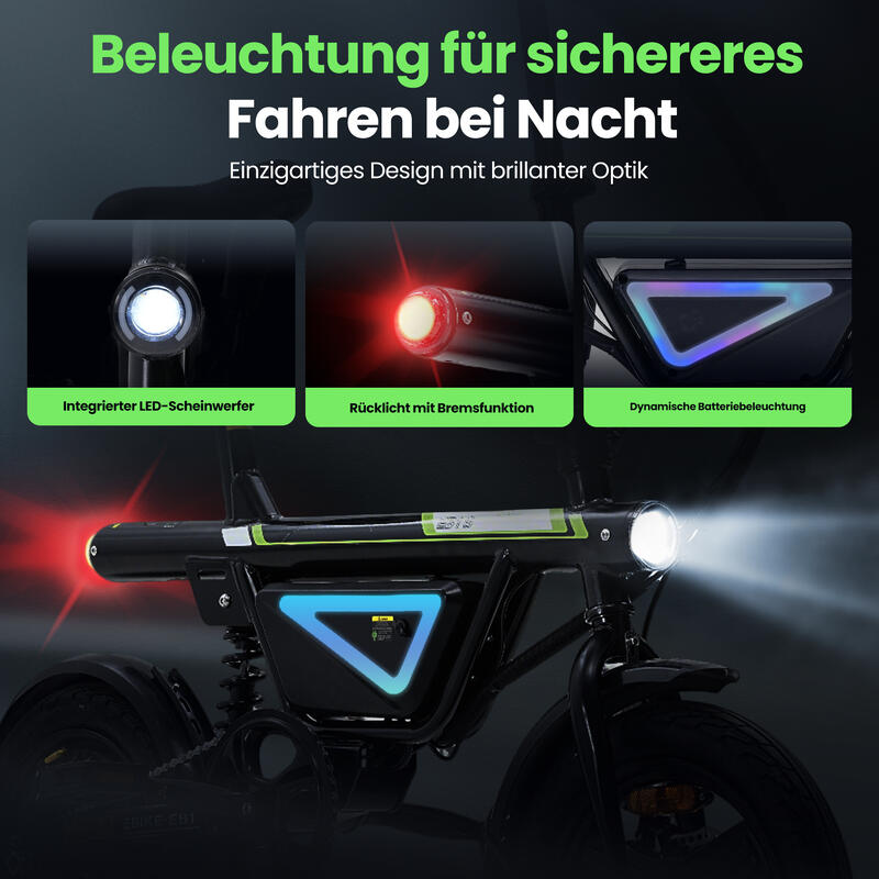 iScooter EB1S Bicicletă electrică Pedelec de 14 inch, cu aplicație
