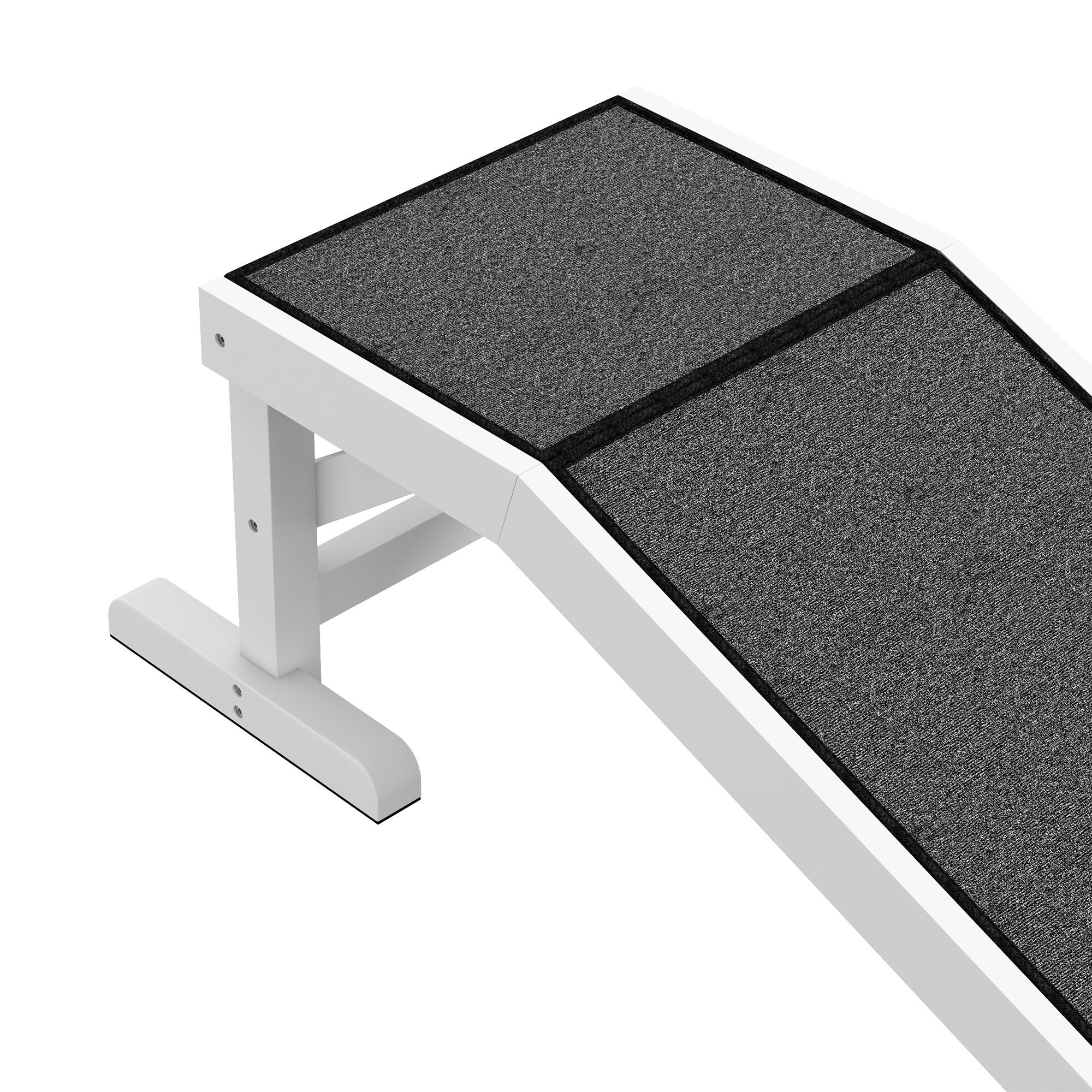 Rampa para Perros PawHut 125x40x35.5 cm Blanco y Gris 4/5