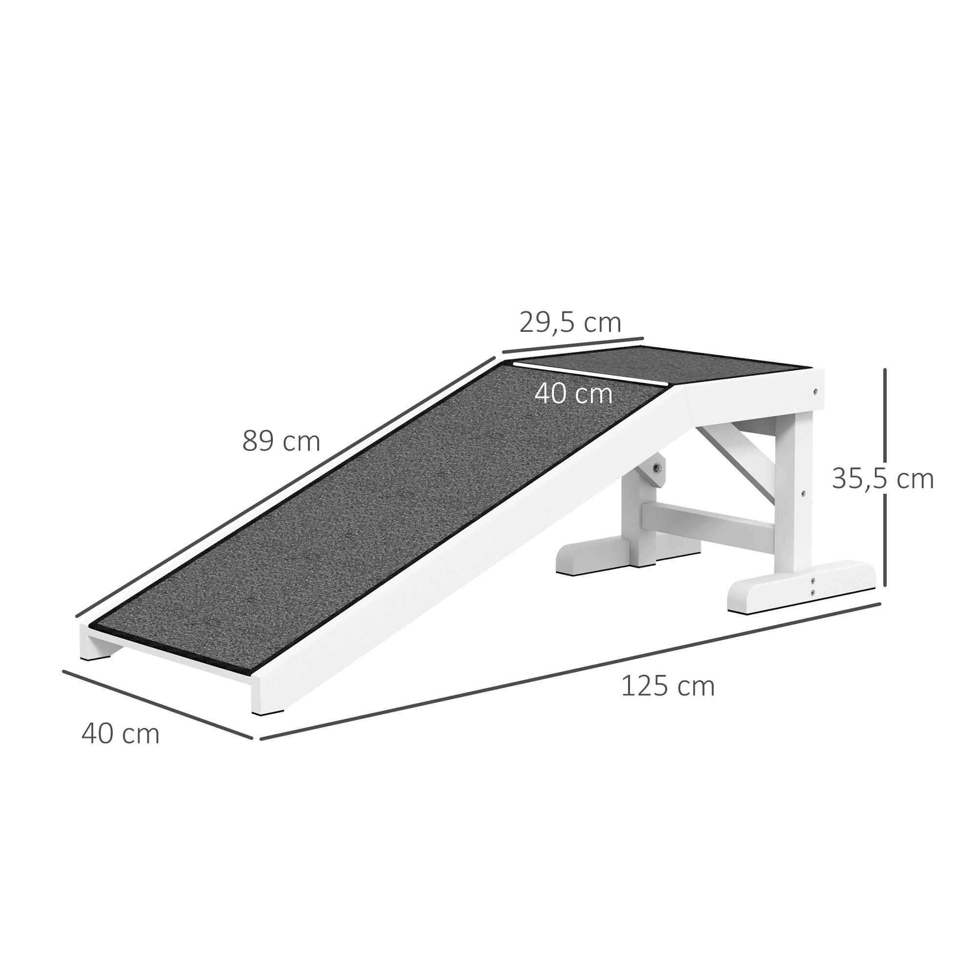Rampa para Perros PawHut 125x40x35.5 cm Blanco y Gris 3/5