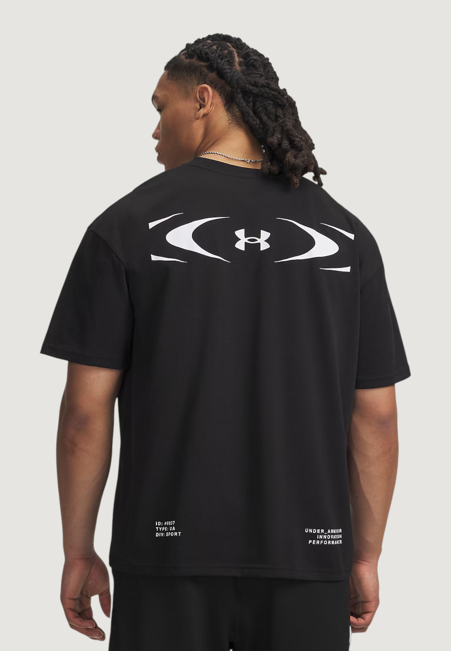 Crop top T-shirt UA M HWT ECHO LOGO OS SS HEREN Zwart 3/5