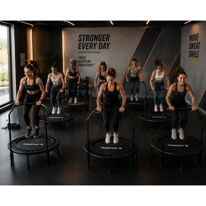 Trambulina Fitness Progressive pliabila cu maner ajustabil