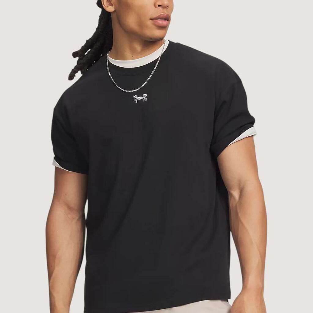 UA M HWT METAL LOGO SS Uomo Nero