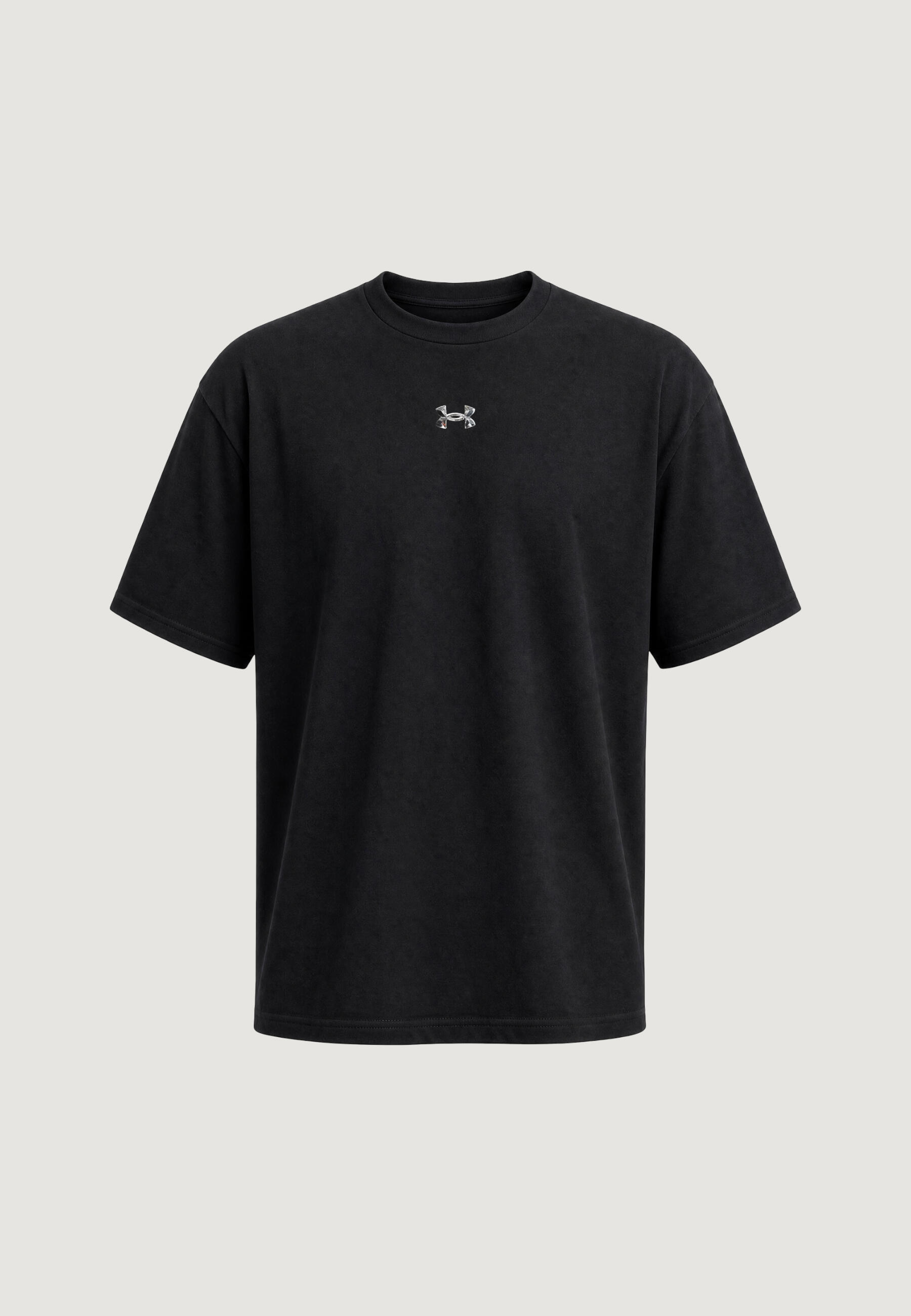 Crop top T-shirt UA M HWT METAL LOGO SS HEREN Zwart 5/5