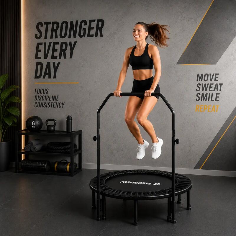 Trambulina Fitness Progressive pliabila cu maner ajustabil