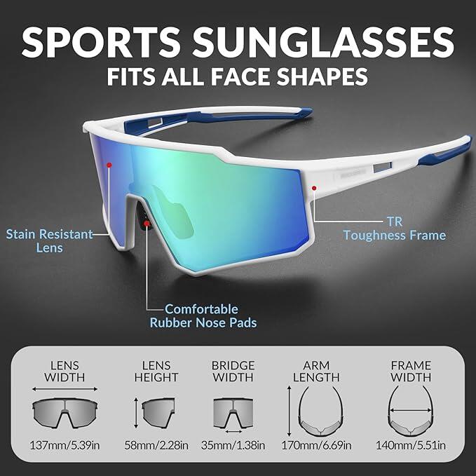 ROCKBROS Polarisiert Sport Sonnenbrille UV400 TR90 Rahmen 5/7