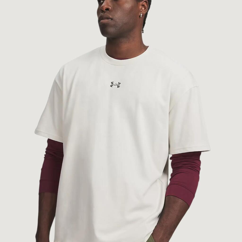 UA M HWT METAL LOGO SS Uomo Avorio