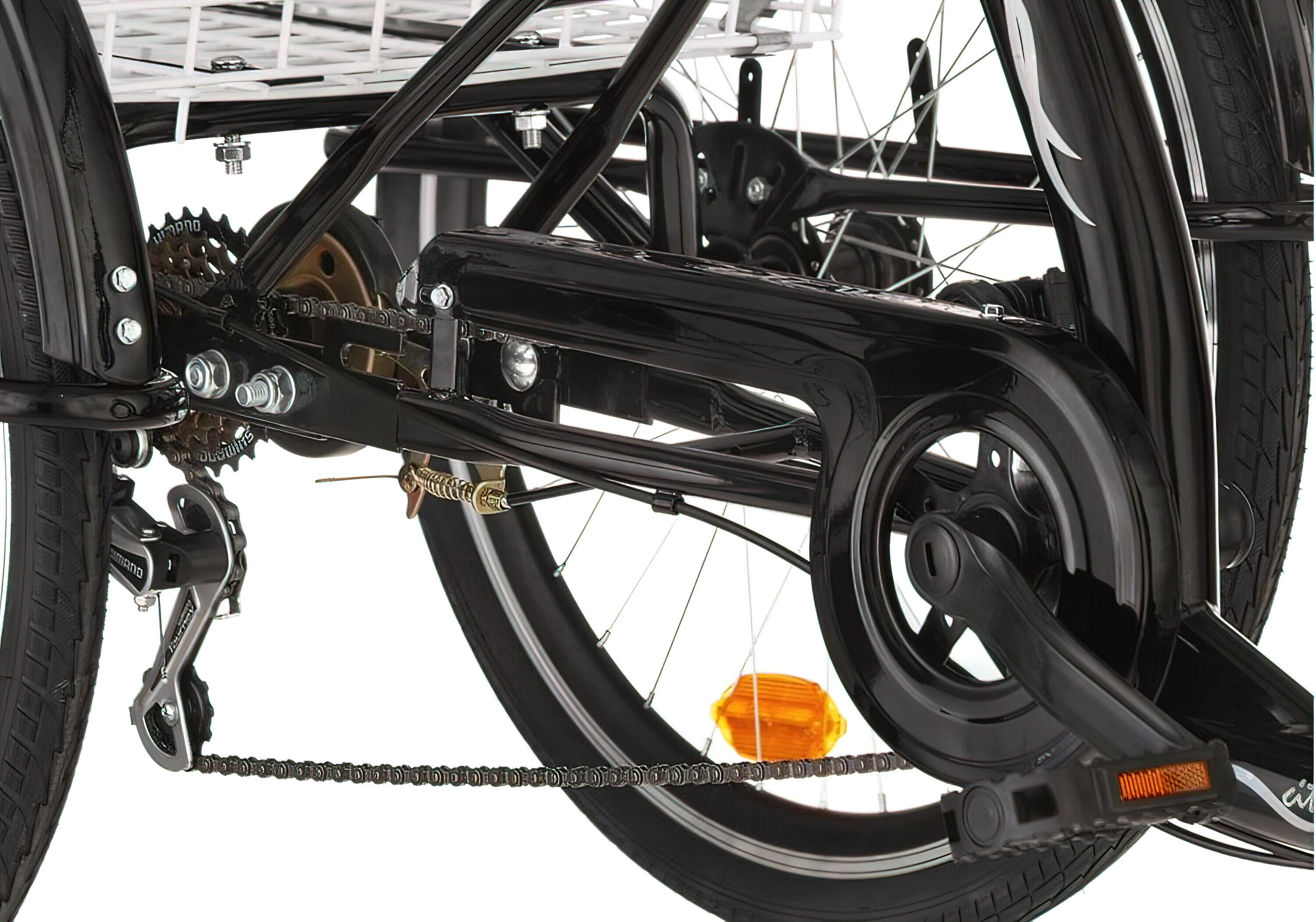 Rower trójkołowy miejski Kozbike 24" 6 biegów czarny z koszem 4/7