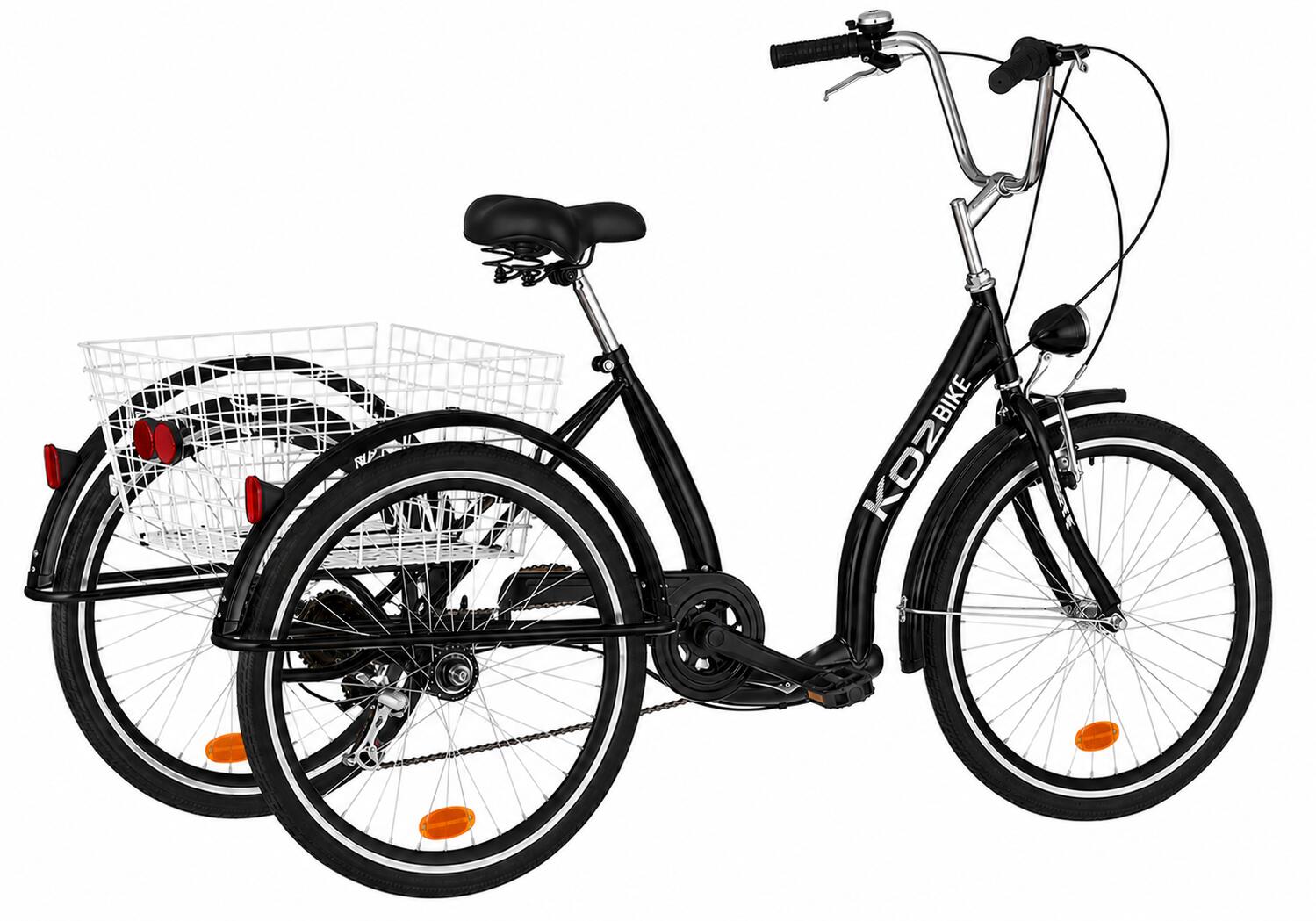 Rower trójkołowy miejski Kozbike 24" 6 biegów czarny z koszem 2/7