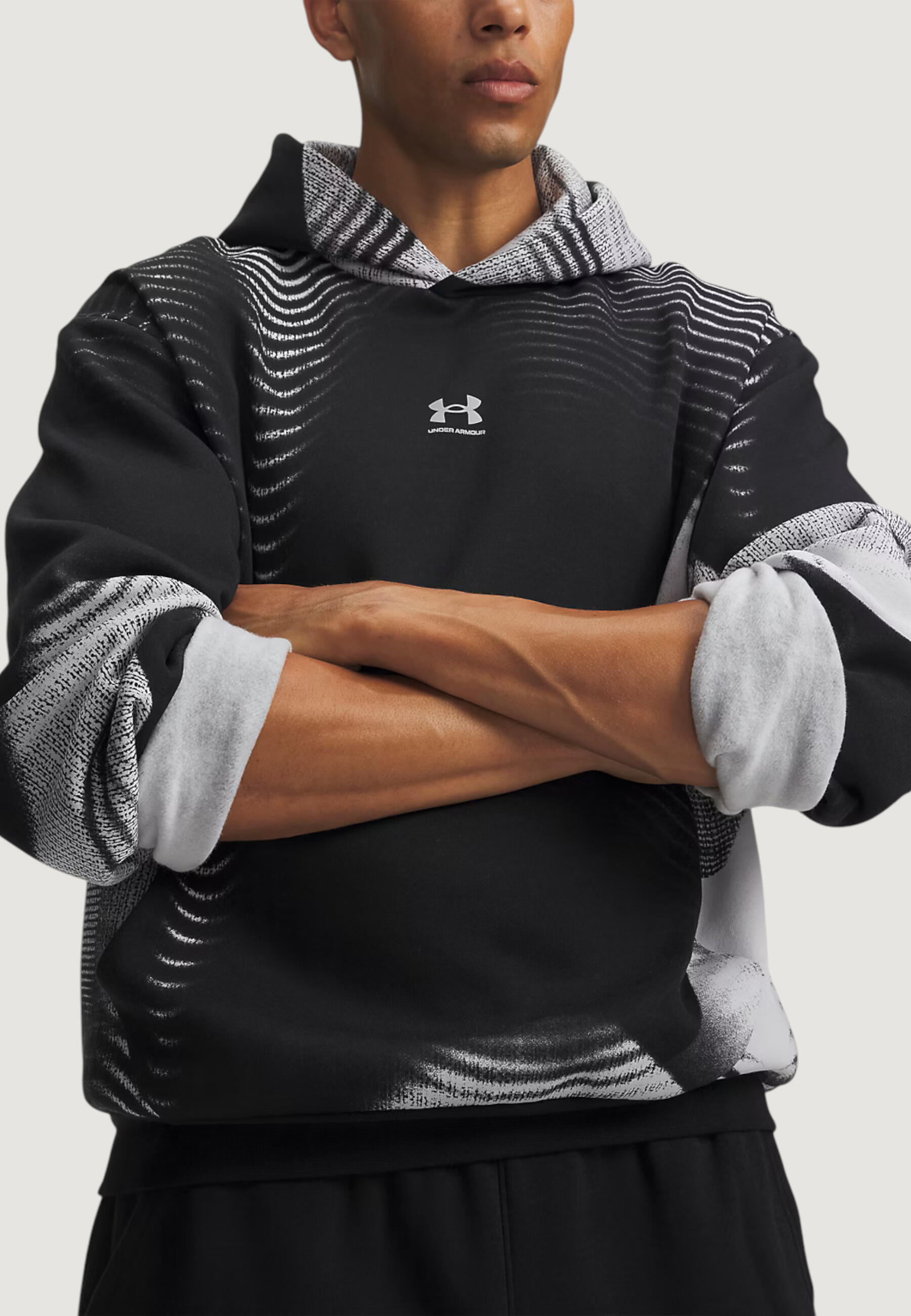 sweat-shirt UA ICON FLEECE PRINTED HD HOMME noir 3/5