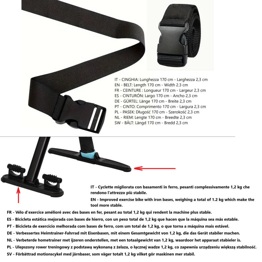 Yelloo - MB201B Bicicletta Cyclette esercizio gambe braccia da seduto fitness 13/13