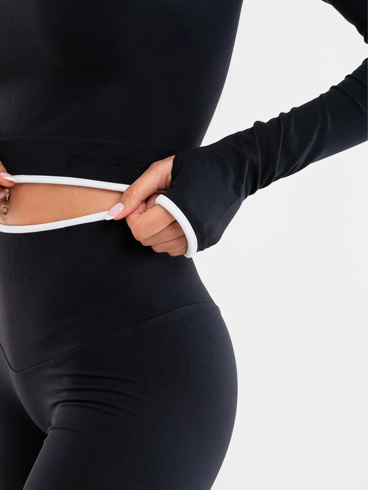 Crop top Donna fitness Eclettika maniche lunghe seamless Black 5/5