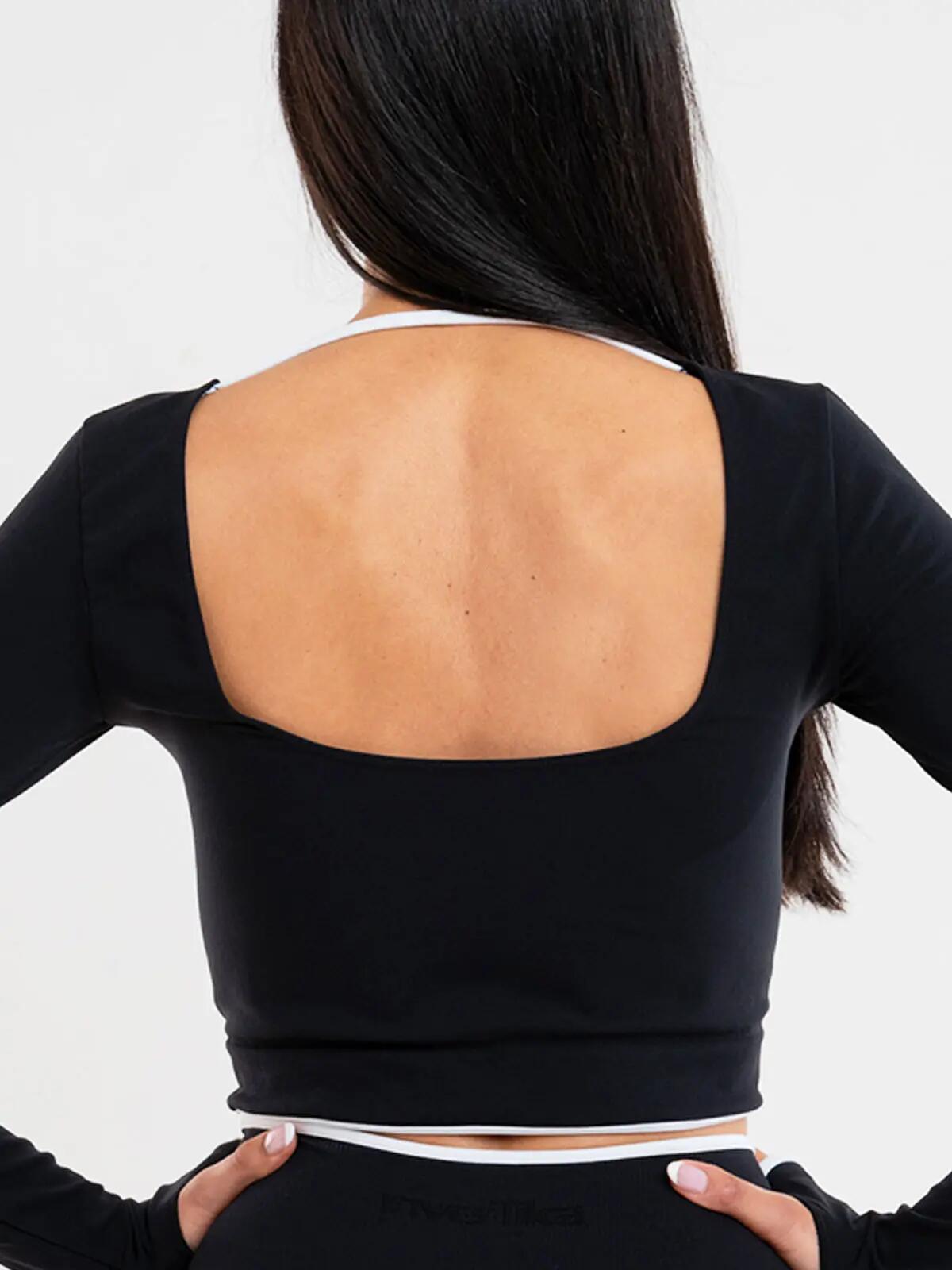 Crop top Donna fitness Eclettika maniche lunghe seamless Black 4/5