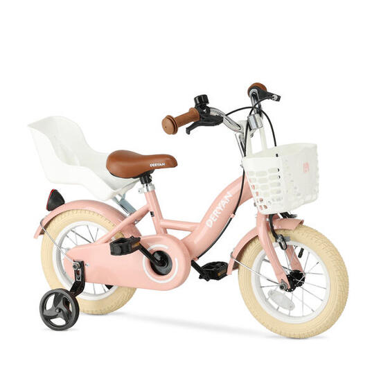 Vélo Enfant Deryan Zoey 12 Pouces - Vélo Réglable avec Panier - Rose