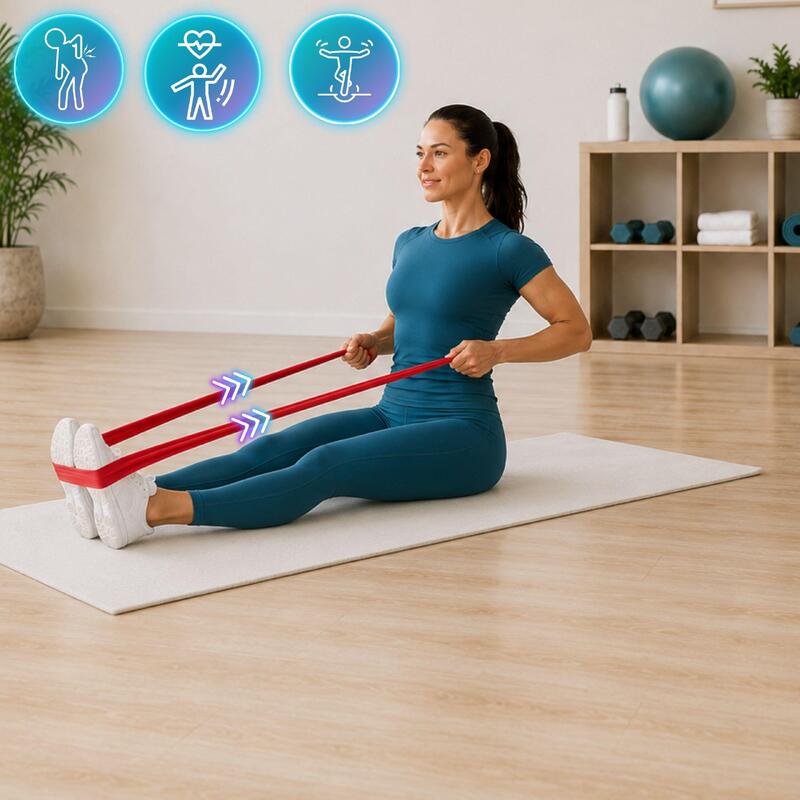 Benzi elastice Revity Flat Bands pentru stretching, 5 buc., rezistență 1–15 kg