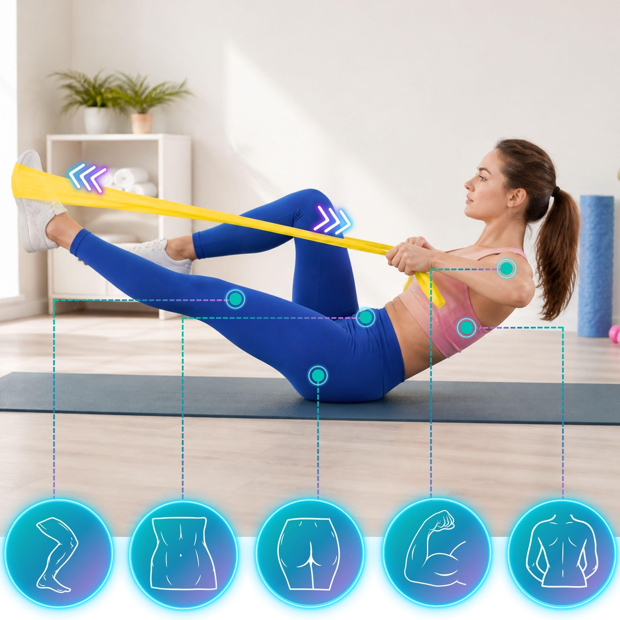 Set di fasce elastici de resistenza Flat Bands 5 pz per stretching, 1–15 kg 10/10