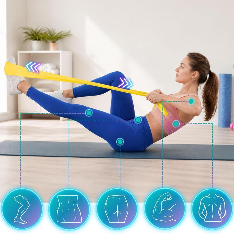 Benzi elastice Revity Flat Bands pentru stretching, 5 buc., rezistență 1–15 kg