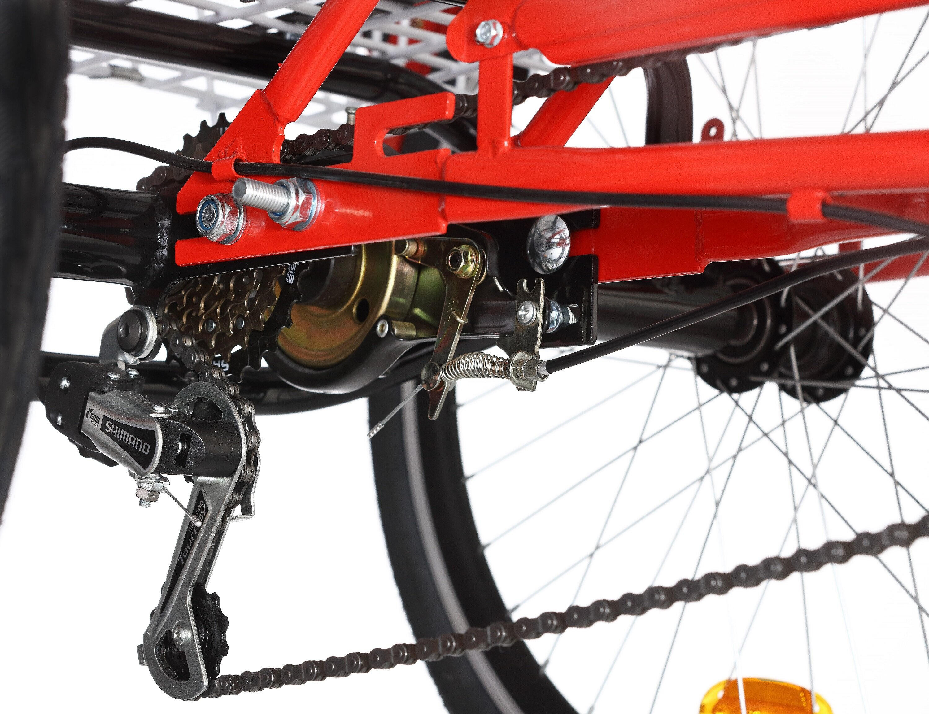 Rower trójkołowy miejski Kozbike 24" 6 biegów czerwony z koszem 6/7
