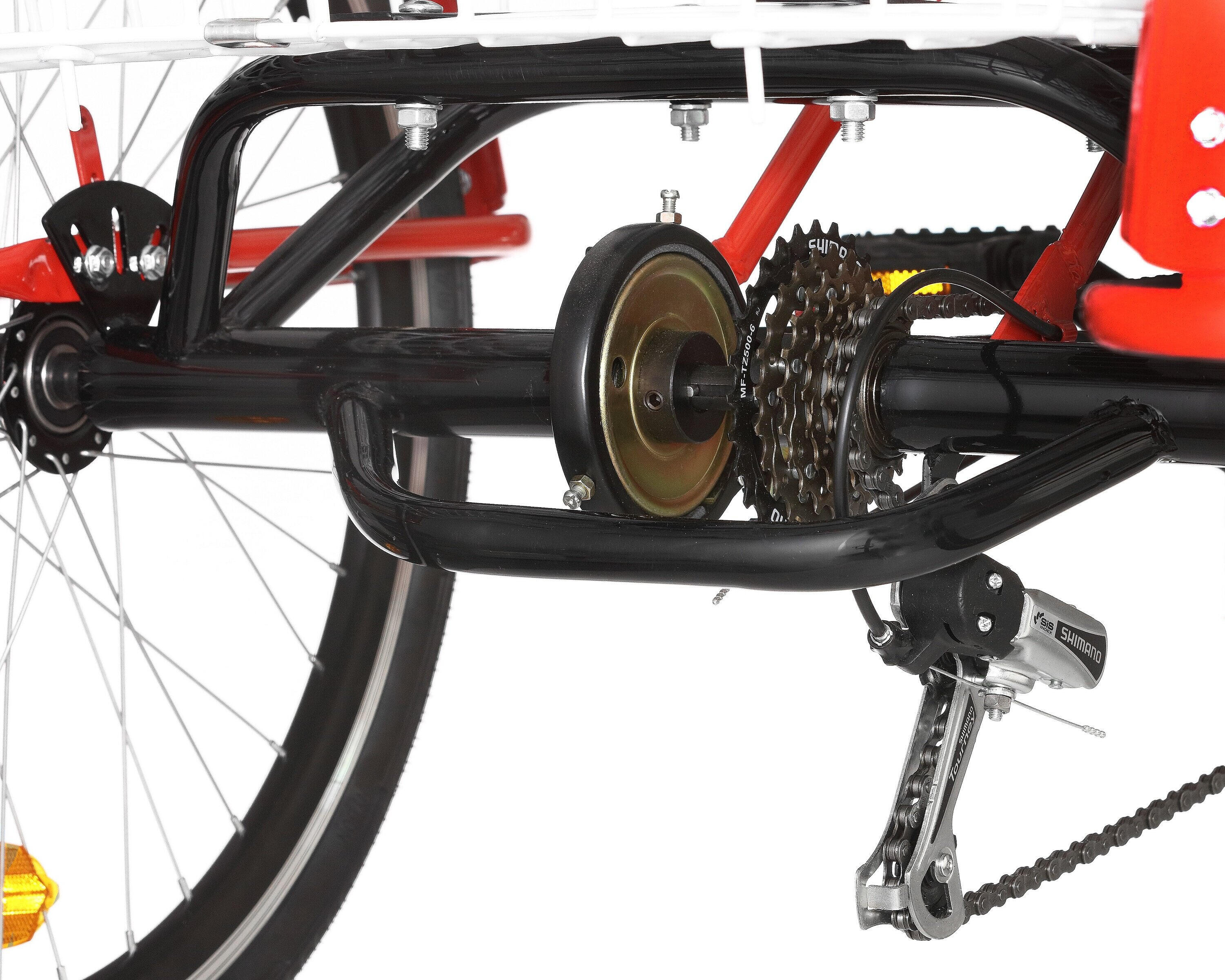 Rower trójkołowy miejski Kozbike 24" 6 biegów czerwony z koszem 5/7