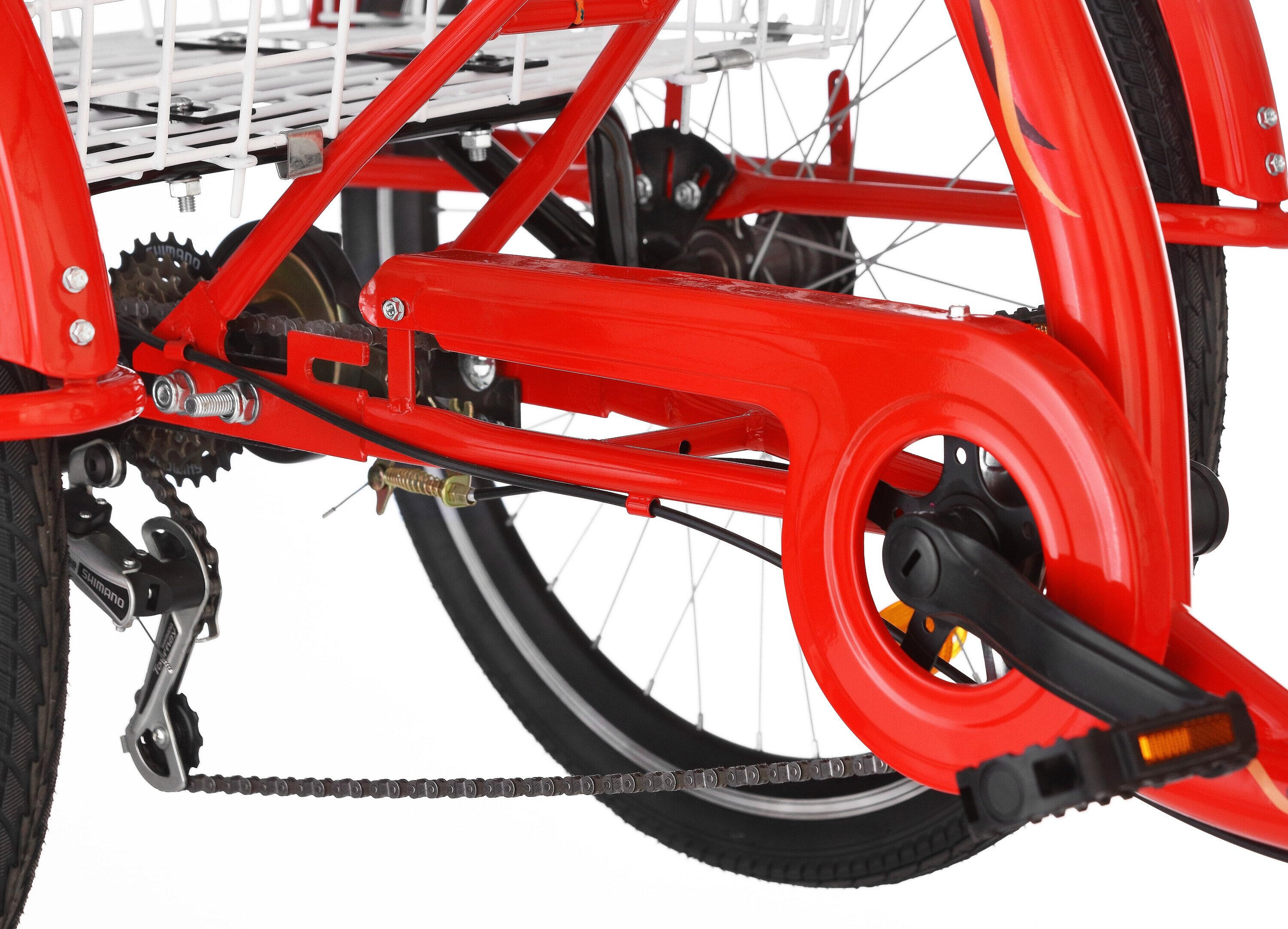 Rower trójkołowy miejski Kozbike 24" 6 biegów czerwony z koszem 4/7