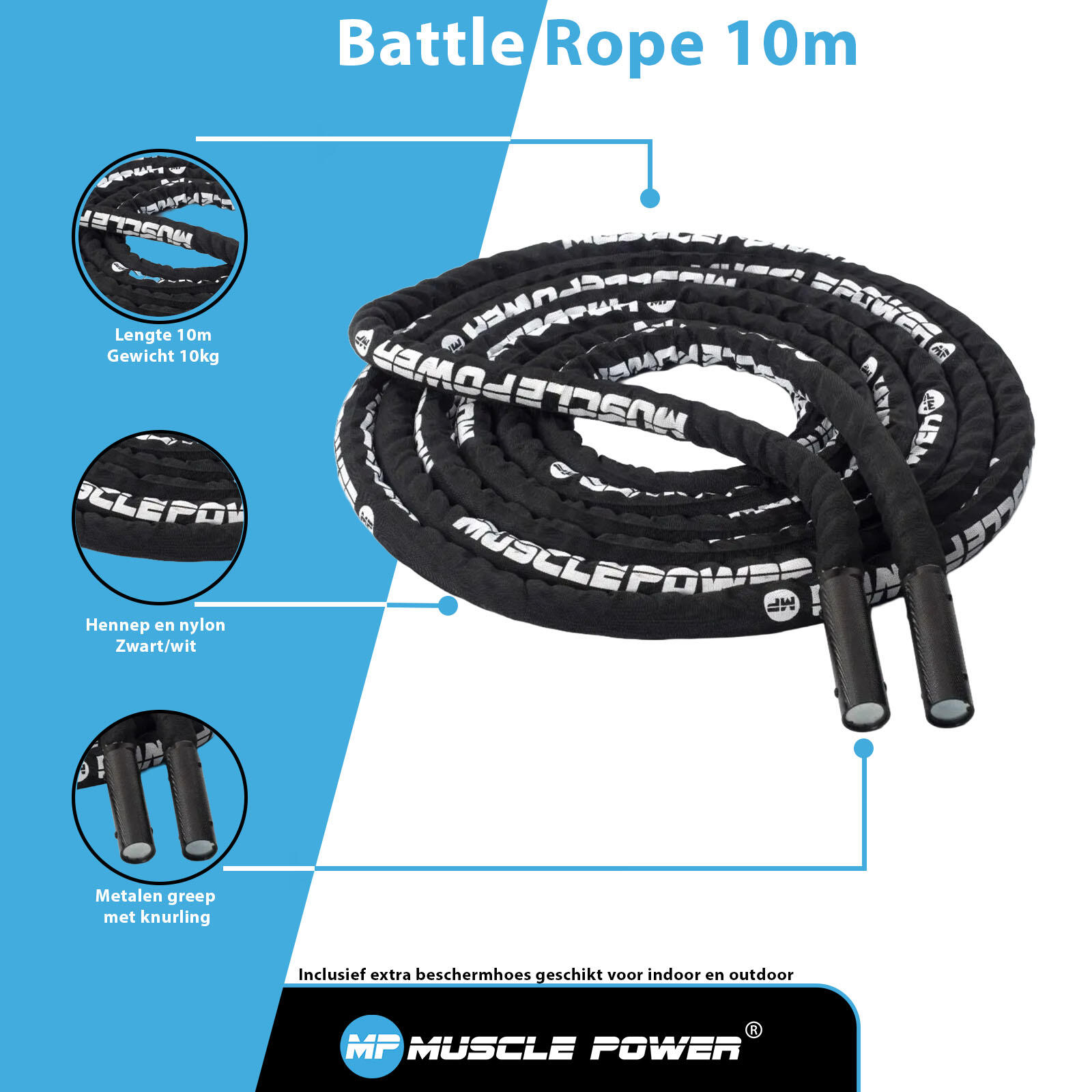 Muscle Power Battle Rope DELUXE ca 10 meter MP1501 3/7
