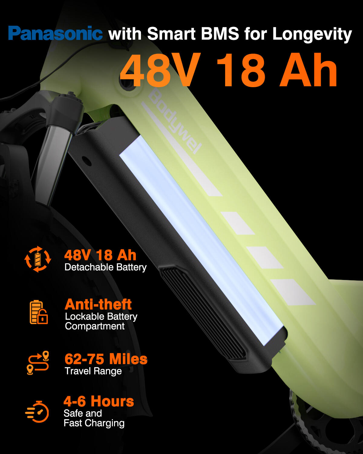 Bicicletta elettrica per adulti Bodywel F20PRO, batteria 48V 18Ah 3/9