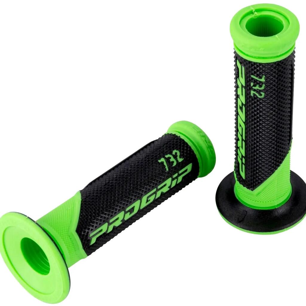 PROGRIP 732 Mod.18 rubber handlebar grip — 125mm, gn/sw, open fluo.