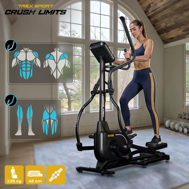 Antrenor eliptic electromagnetic Trex Sport ARGON, roată 18kg, max 135kg