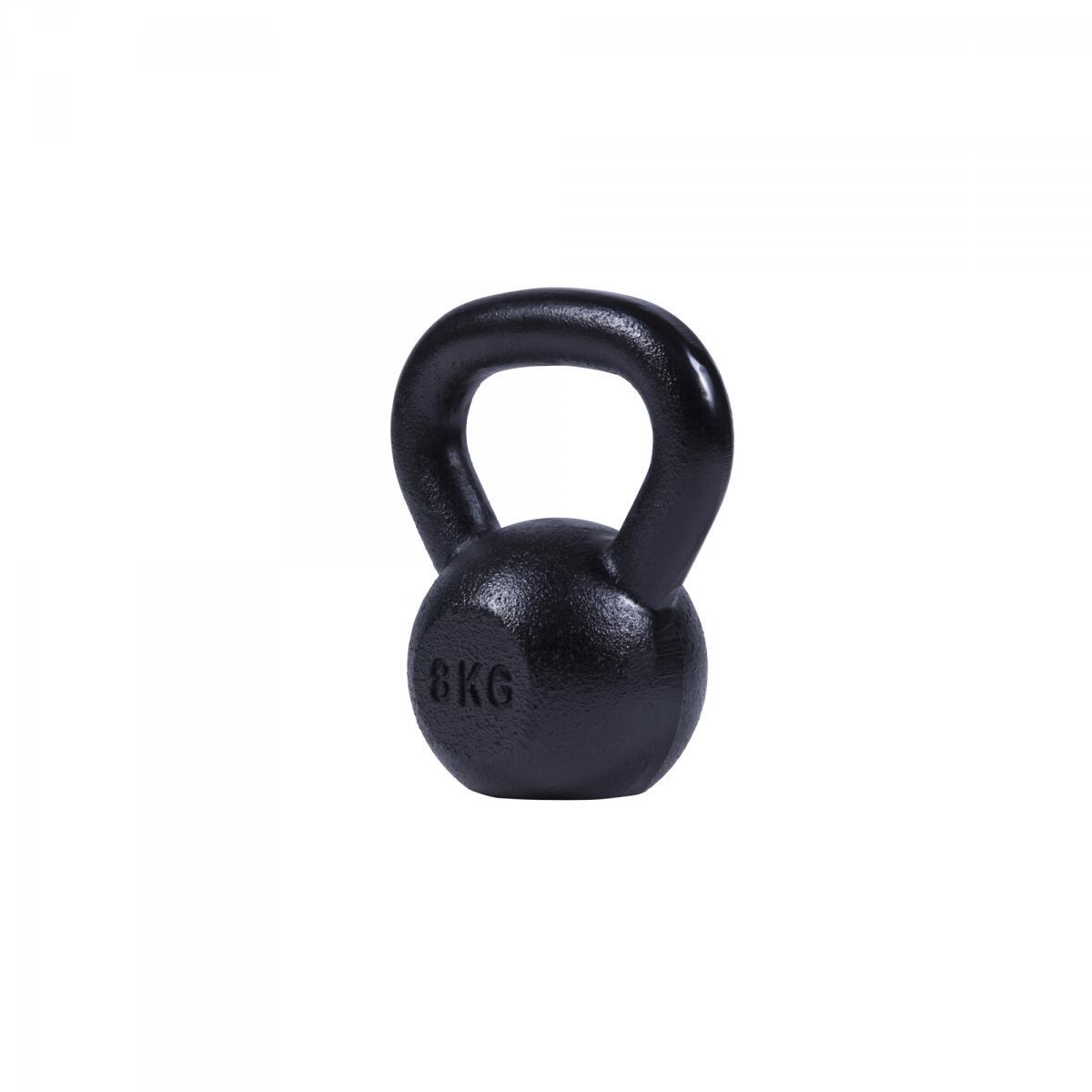 - Kettlebell - 8 kg - Gietijzer Zwart - Extra Stabiel 2/7