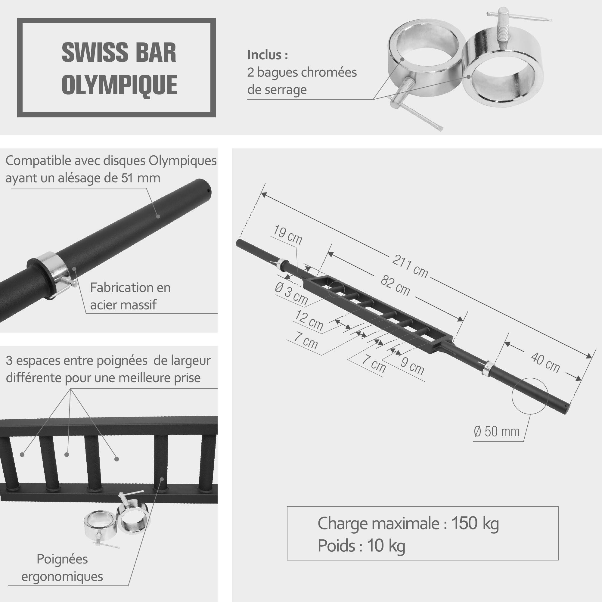 SWISS BARRE MULTIGRIP PRISE DROITE | DIAMETRE 50 MM | MUSCULATION 2/7
