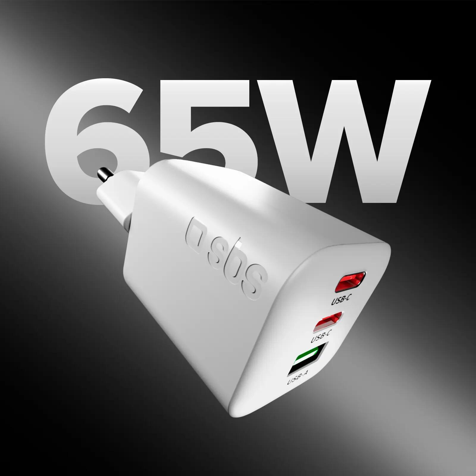 Chargeur GaN 65W avec 2 USB‑C PD + USB‑A 2/6