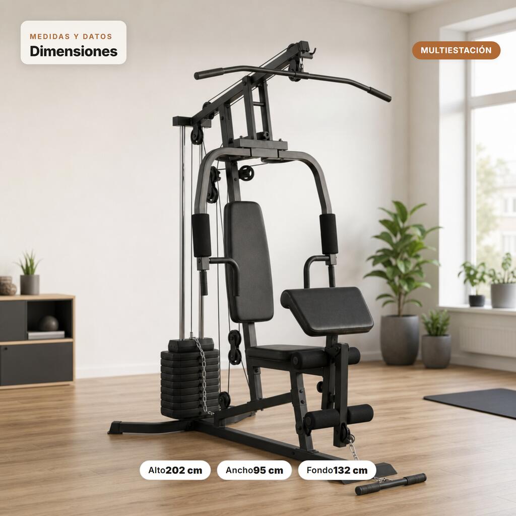 Station de Musculation Multifonction avec Poulies et Banc Ergonomique — Tirage 7/7