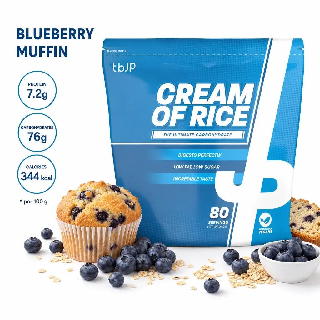 Trained by JP Nutrition Cream of Rice 2000g Blueberry Muffin