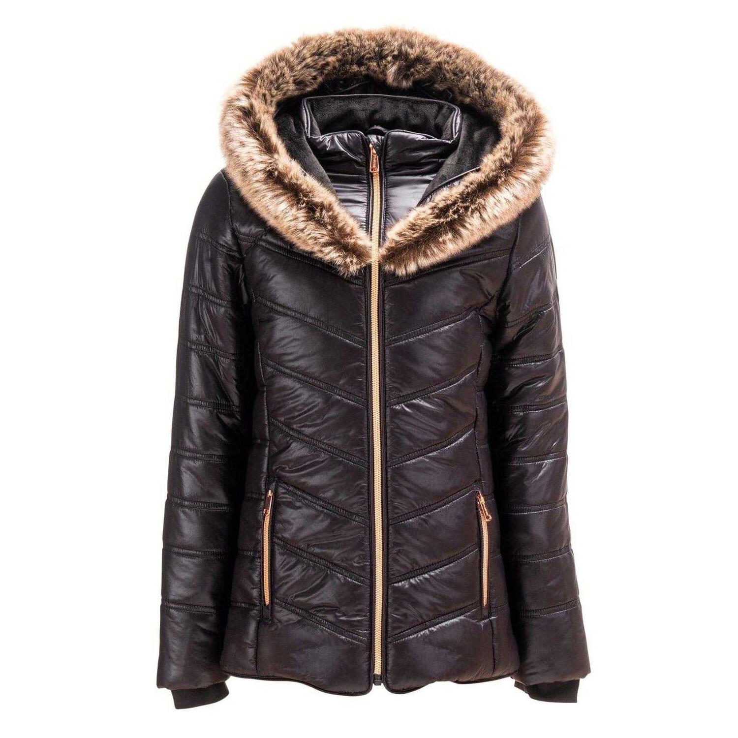Firetrap Girls Luxe Bubble Faux Fur Hood Puffer Jacket